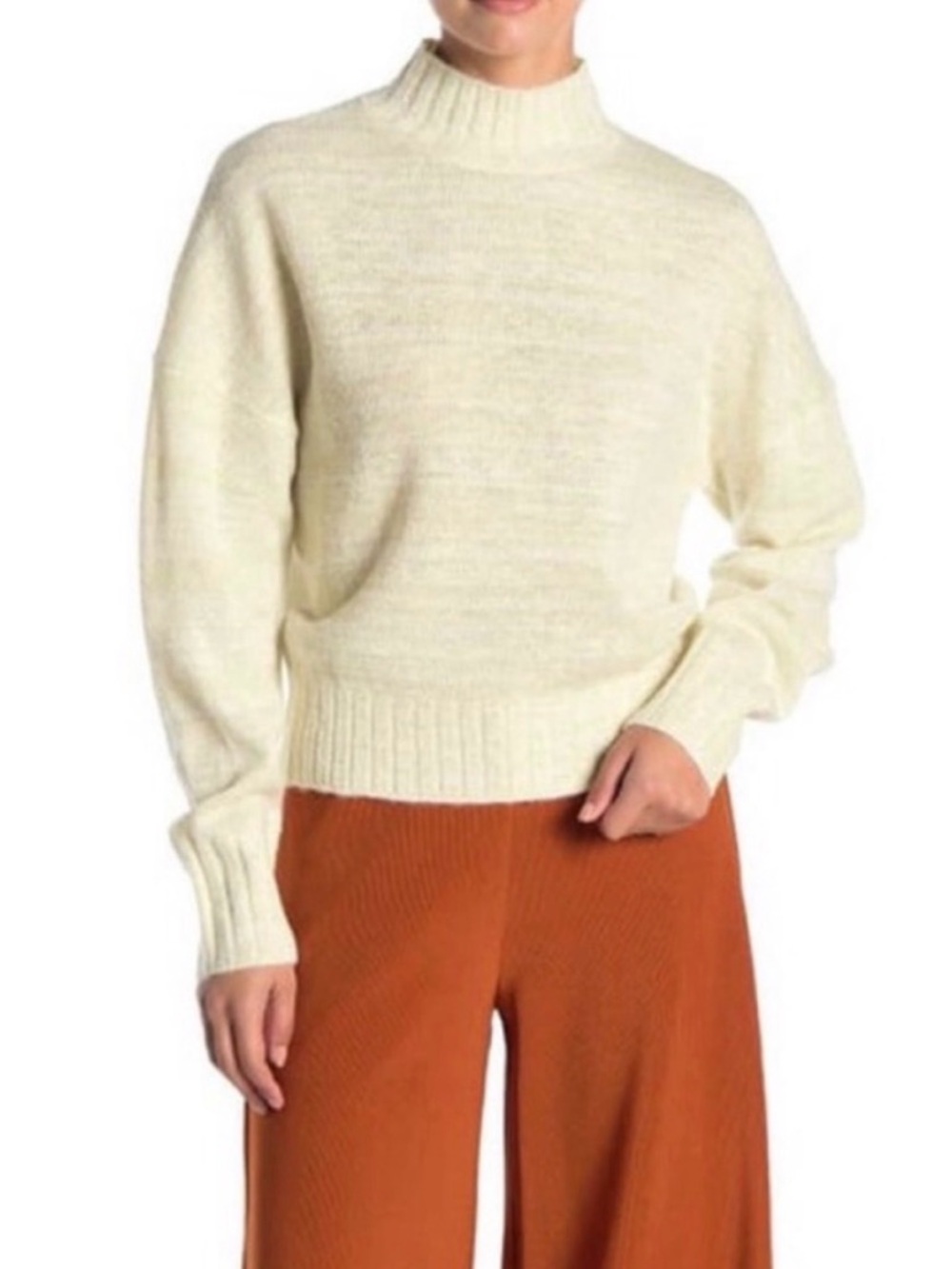 NSR Mock Neck Knit Shimmer Sweater